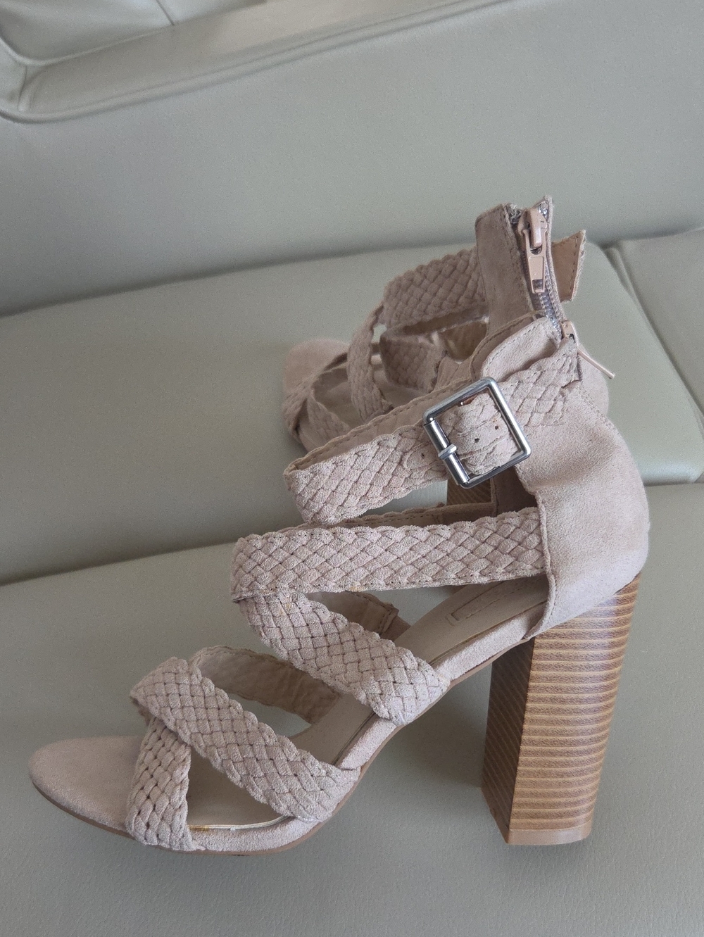 Forever 21 Blush  Braided Suede Wedge Heels Size 8